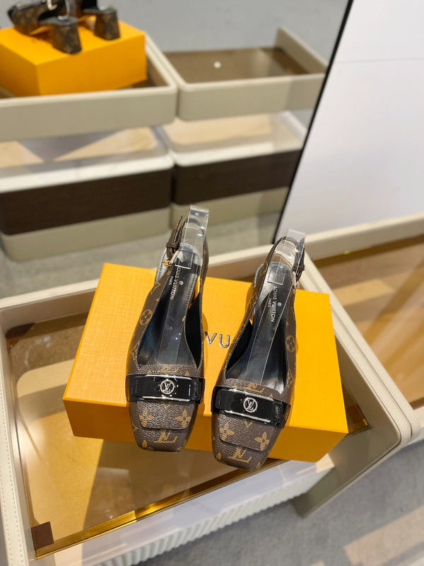 LV Slingback Heel 50mm Brown in Leather 769030