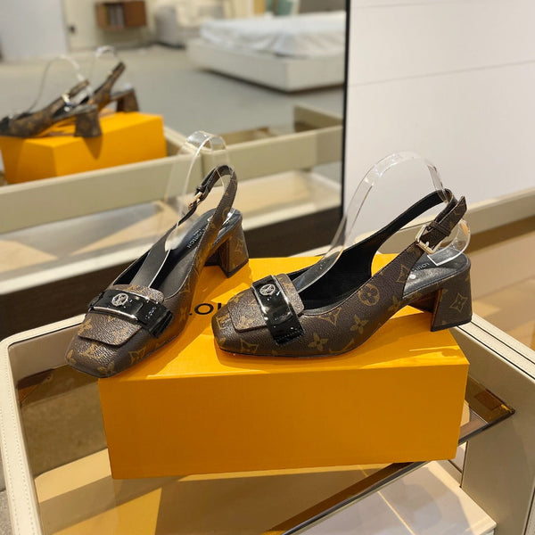 LV Slingback Heel 50mm Brown in Leather 769030