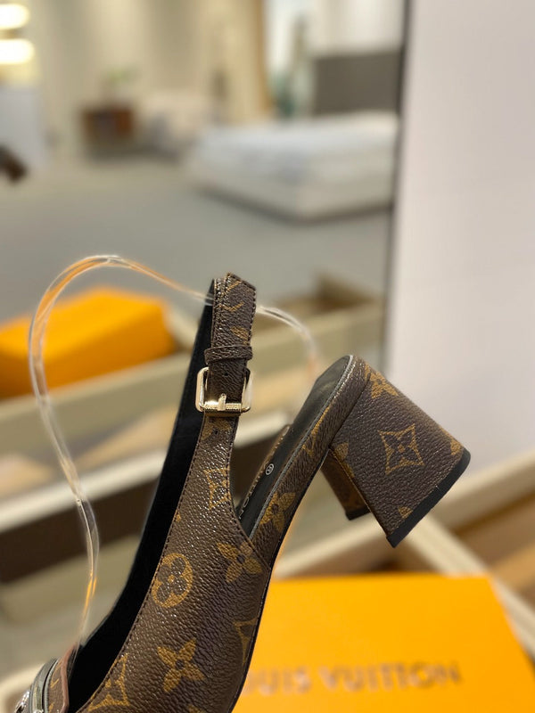 LV Slingback Heel 50mm Brown in Leather 769030