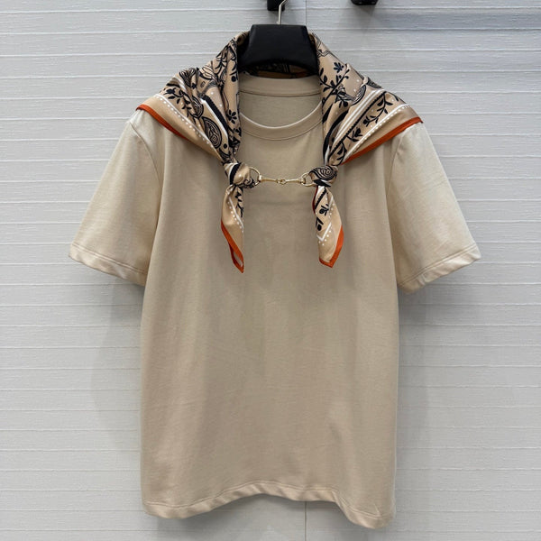T-shirt HM beige en coton 381540