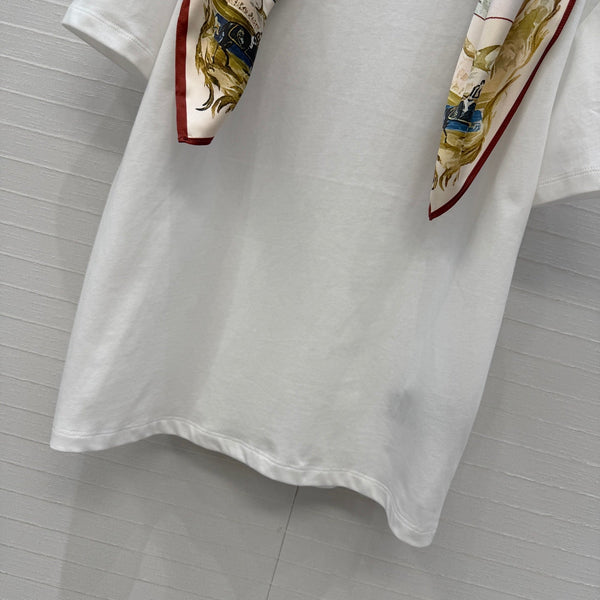 LP Metal Buckle Square Scarf and T-shirt White in Cotton