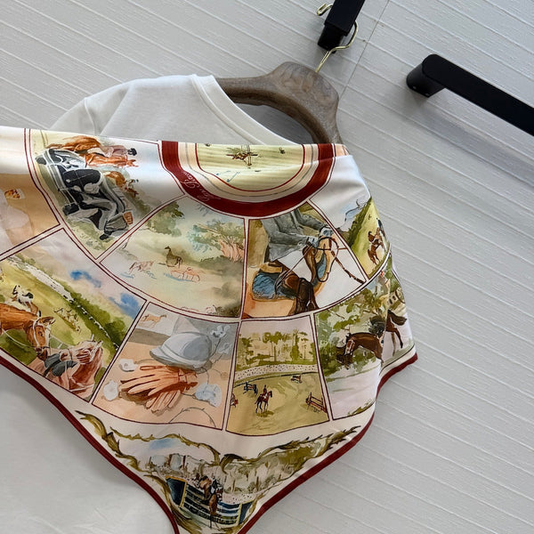 LP Metal Buckle Square Scarf and T-shirt White in Cotton