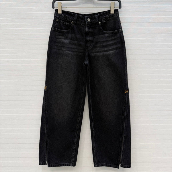 Loew Retro Washed Denim Cropped Black Jeans in Cotton