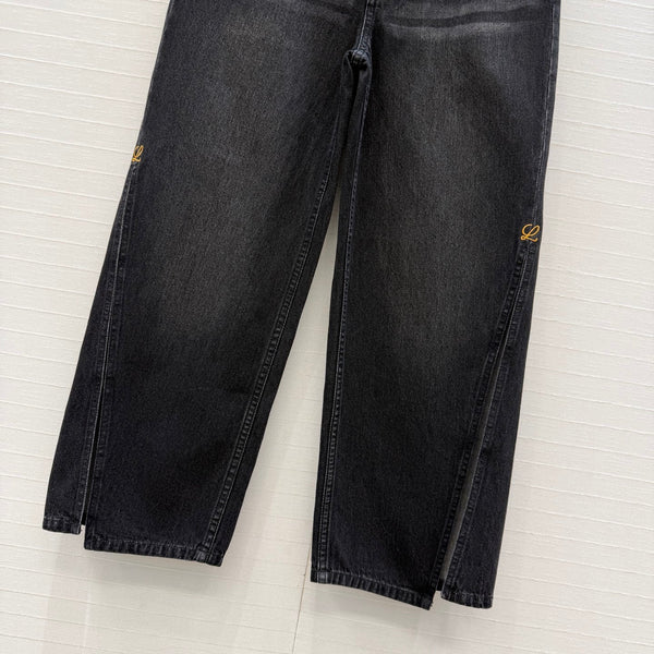 Loew Retro Washed Denim Cropped Black Jeans in Cotton