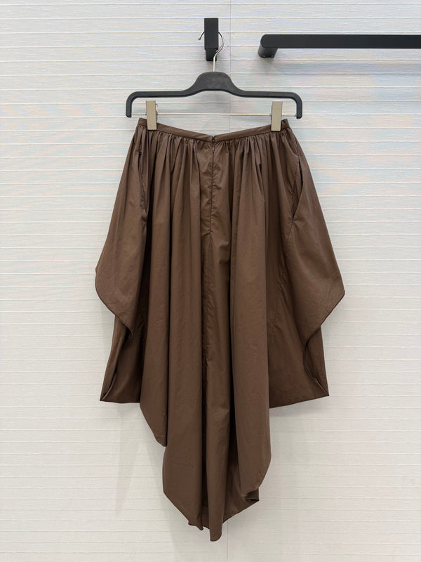 Loew Irregular Pleated Puffy Skirt Brown in Cotton 381523