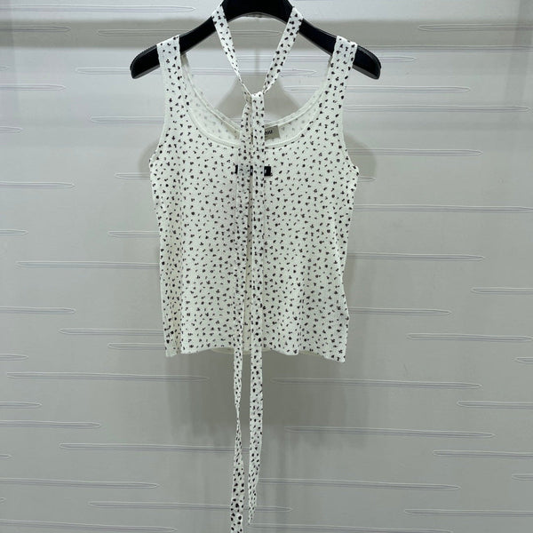 Miu 26 Leopard print Halter Neck Knit Vest White in Wool 382055