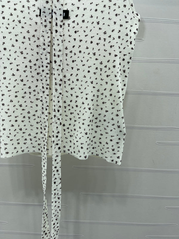 Miu 26 Leopard print Halter Neck Knit Vest White in Wool 382055