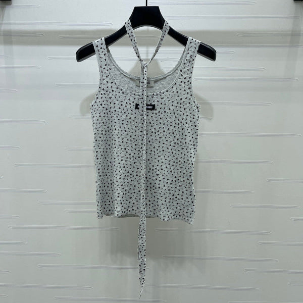 Miu 26 Leopard print Halter Neck Knit Vest Gray in Wool 382054
