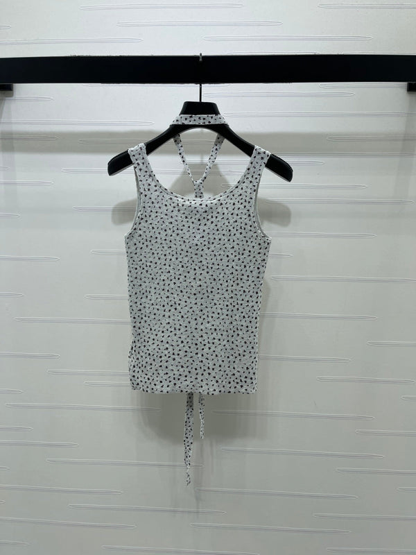 Miu 26 Leopard print Halter Neck Knit Vest Gray in Wool 382054