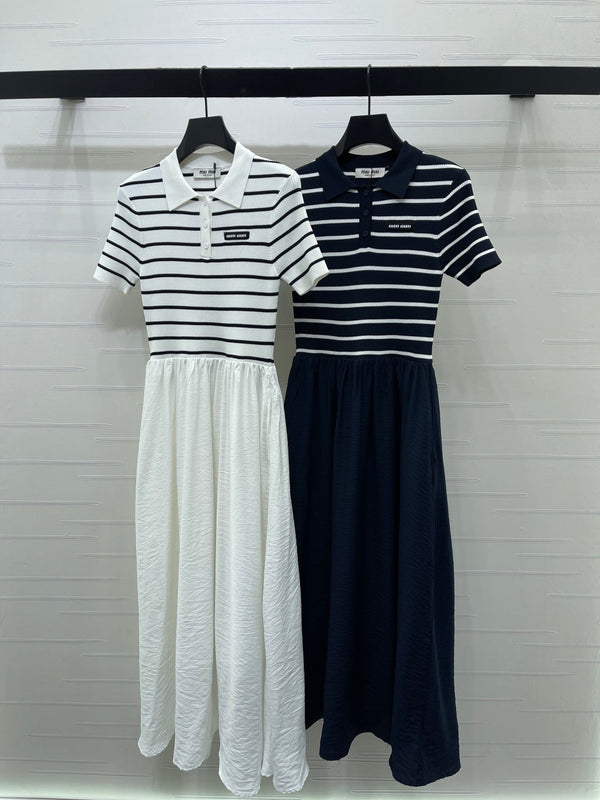 Miu 26 Collared Short-sleeved Dress White in Polyester 380680