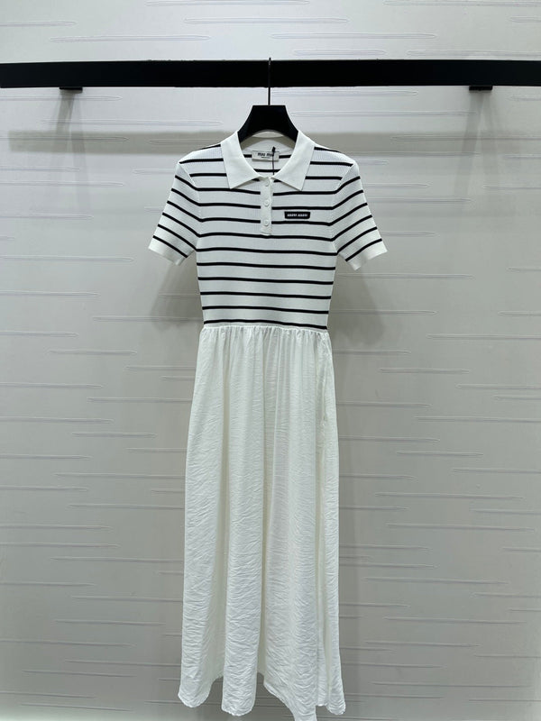 Miu 26 Collared Short-sleeved Dress White in Polyester 380680