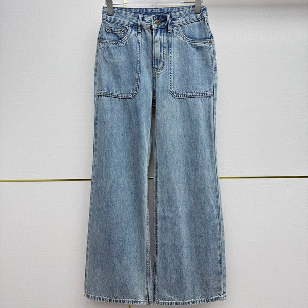 Miu 26 Wide-leg Denim Pants Blue in Cotton 380472