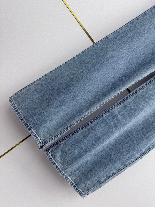 Miu 26 Wide-leg Denim Pants Blue in Cotton 380472