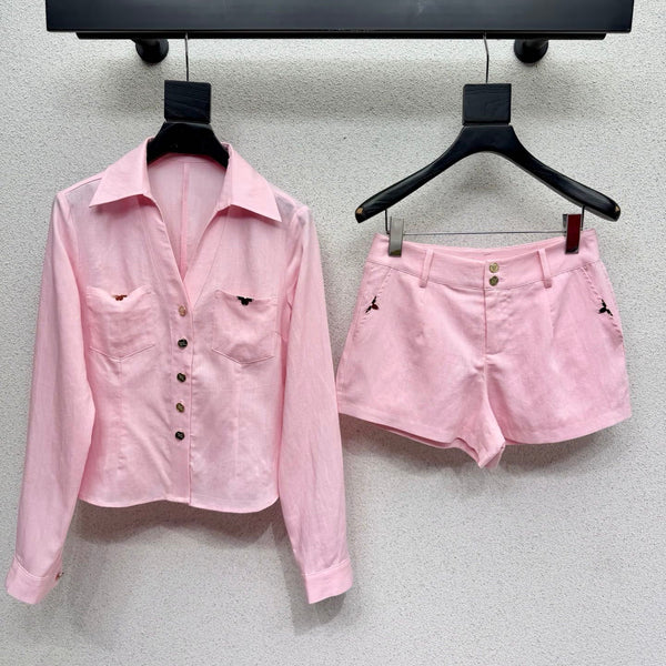 LV Shirt Set Pink in Linen 382417