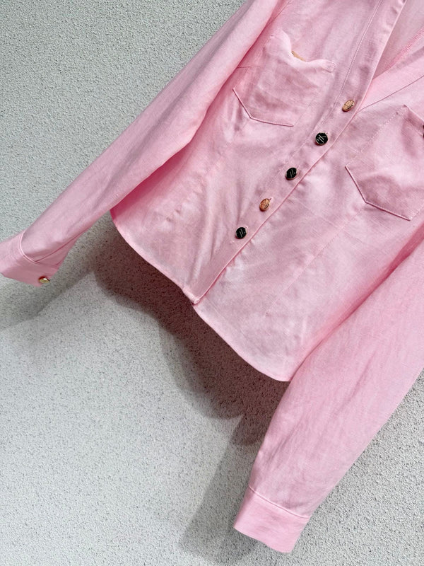 LV Shirt Set Pink in Linen 382417