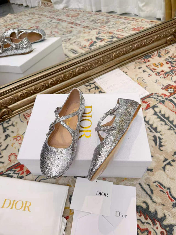 CD Ballet Flats Silver in Grit 771784