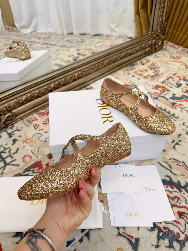 CD Ballet Flats Gold in Grit 771782