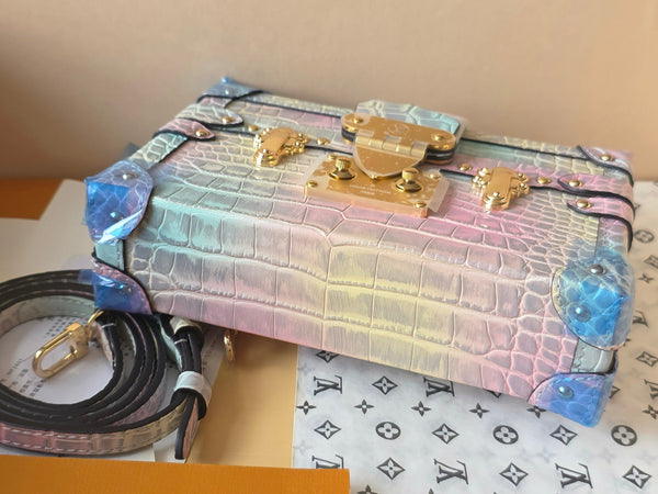 LV Petite Malle Bag 20cm Rainbow in Crocodile-pattern Cowhide 287742