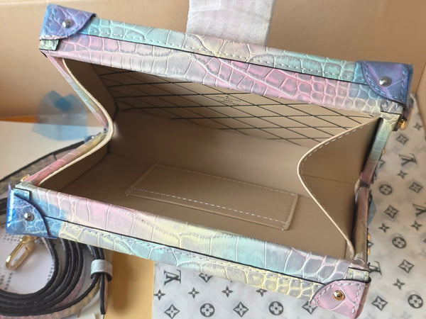 LV Petite Malle Bag 20cm Rainbow in Crocodile-pattern Cowhide 287742