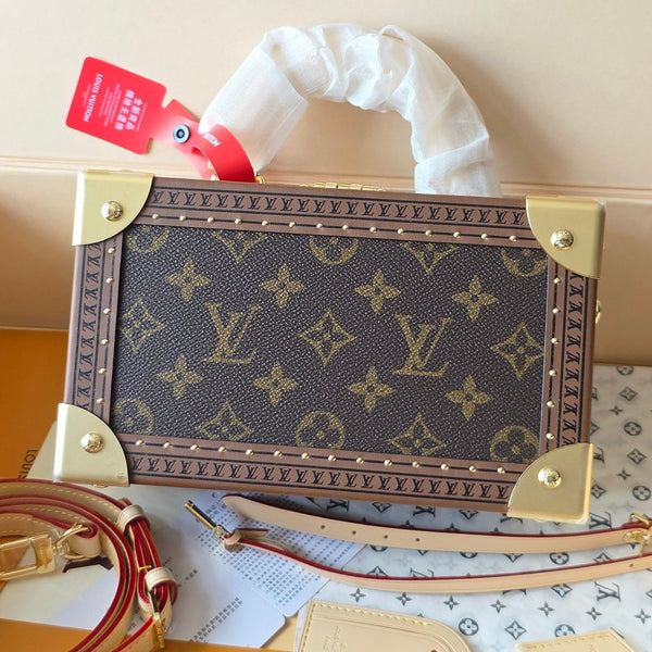 LV Petite Malle Bag 22.5cm Brown in PVC Fabric with Leather 287735