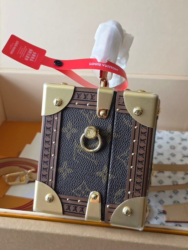 LV Petite Malle Bag 22.5cm Brown in PVC Fabric with Leather 287735