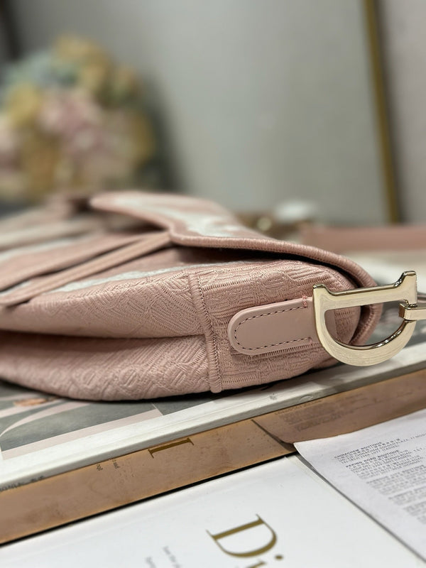 CD Saddle Bag 25.5cm Pink in Denim 288052