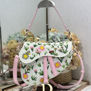 Sac Saddle CD 25,5 cm blanc fleuri en jean 288054