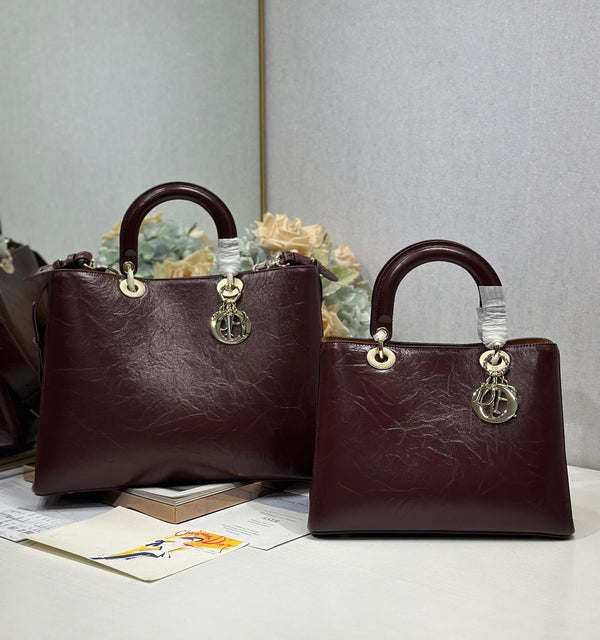 CD Diorissimo Burgundy in Ostrich-patterned Cowhide 288194
