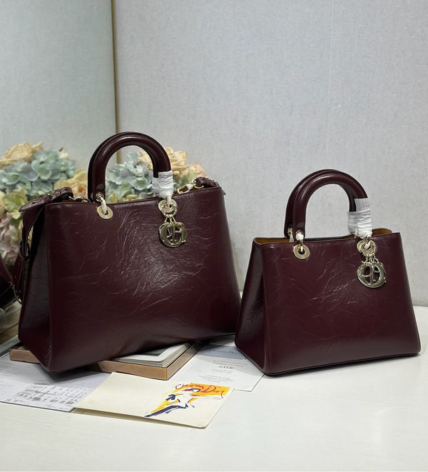 CD Diorissimo Burgundy in Ostrich-patterned Cowhide 288194