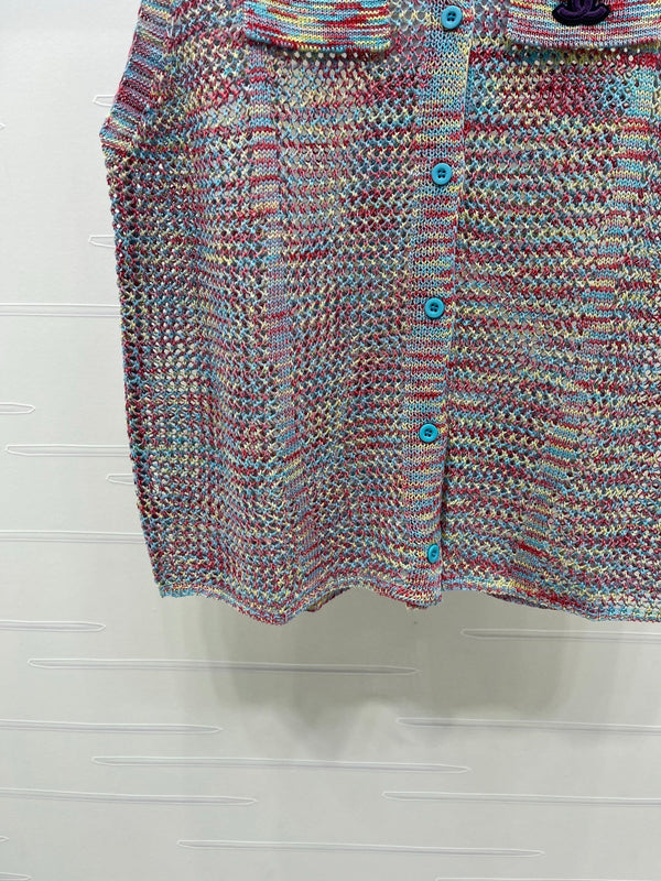 CC 26 Collared Knit Vest Colorful in Wool 385419