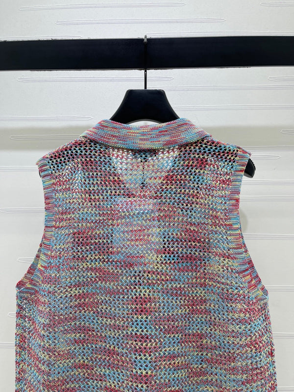 CC 26 Collared Knit Vest Colorful in Wool 385419