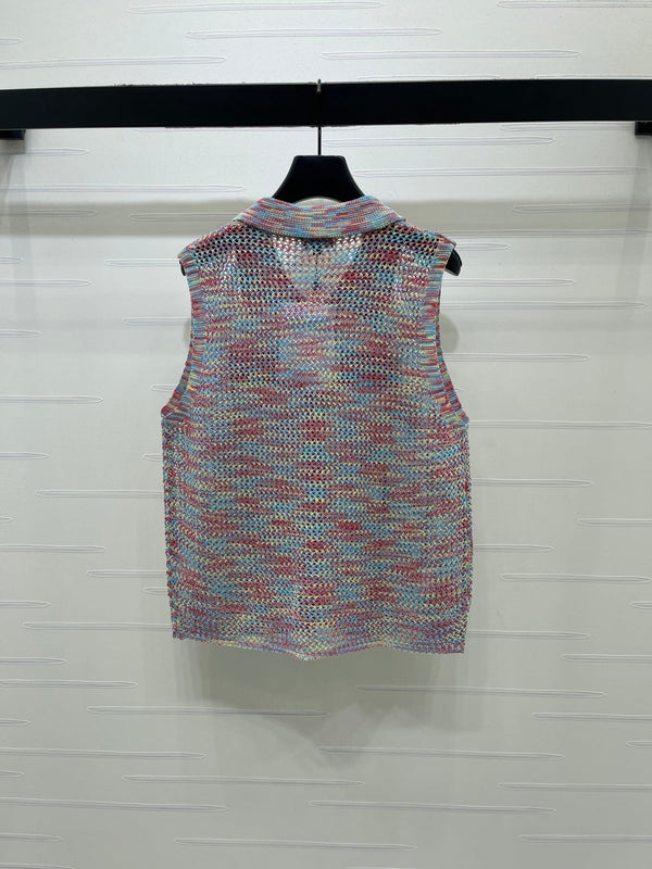 CC 26 Collared Knit Vest Colorful in Wool 385419