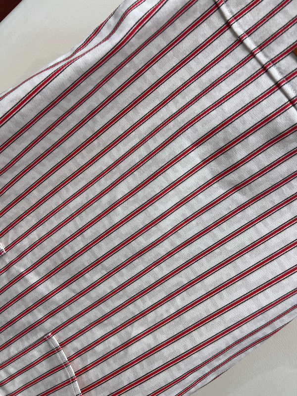 FD 26 Red and White Vertical Striped Dress in Cotton 385778