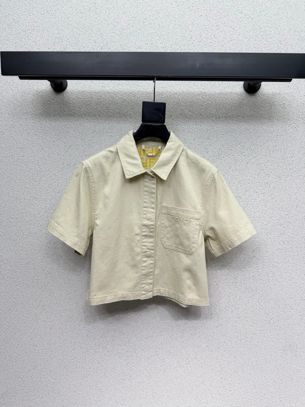 FD Denim Short-sleeved Top in Cotton 384277