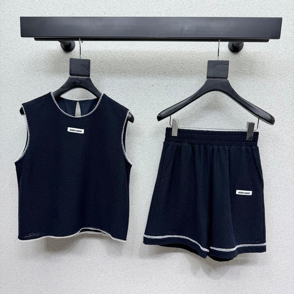 Miu Sleeveless Top Set Dark Blue in Polyester 386141