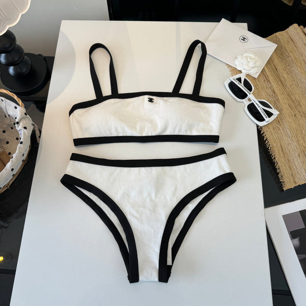 CC BIKINI SWIMSUIT SET IN BLACK AND WHITE TRIM 289844
