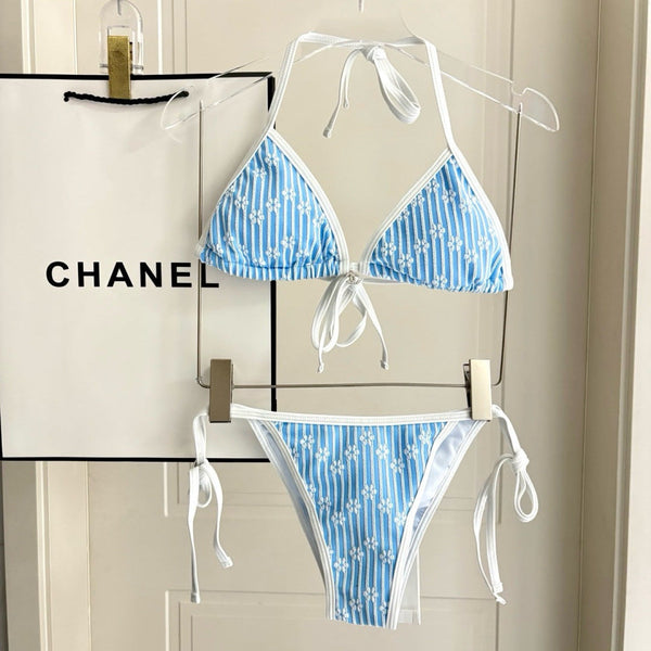 Ensemble bikini CC imprimé fleuri bleu 289857