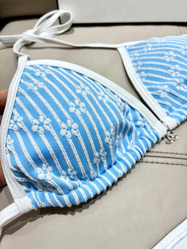 Ensemble bikini CC imprimé fleuri bleu 289857