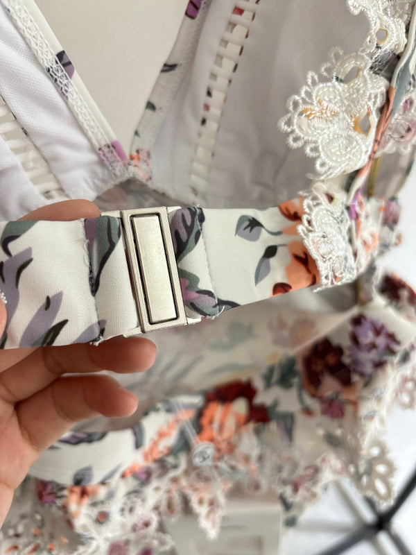 Maillot de bain une pièce en dentelle florale CC blanc multicolore 289862