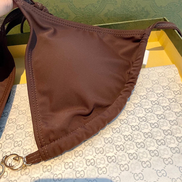 GG 26s Swimsuit Brown Featuring Gold Chain Link in Polyamide 241848
