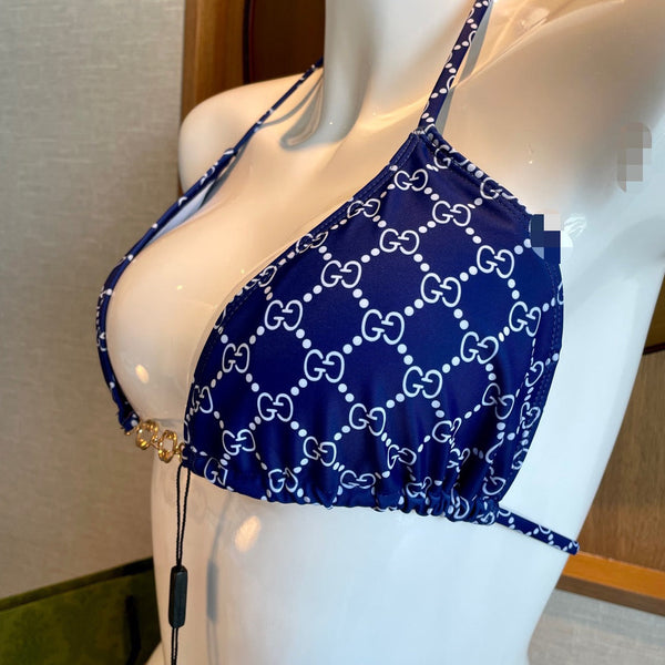 GG 26s Swimsuit Featuring Blue Gold Chain Link in Polyamide 241846