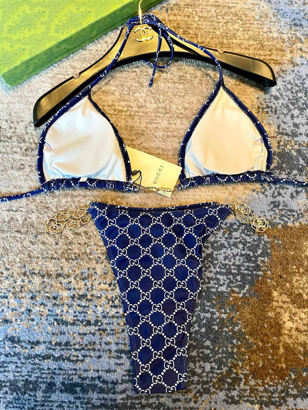 GG 26s Swimsuit Featuring Blue Gold Chain Link in Polyamide 241846
