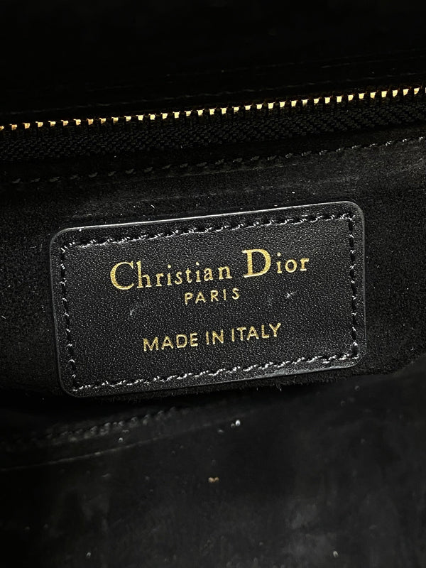 CD Lady Dior Bag 24cm Black in Rattan 155502