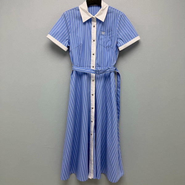 CL 26 Blue and White Striped Shirt Dress in Cotton 386781