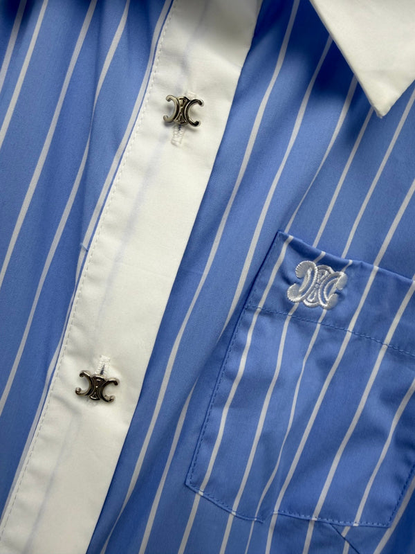 CL 26 Blue and White Striped Shirt Dress in Cotton 386781