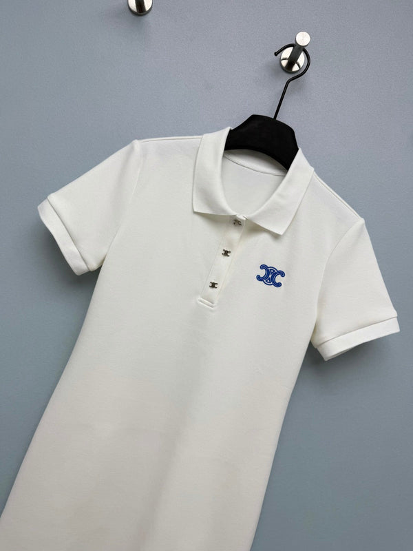 CL 26 Polo Dress White in Cotton 386640