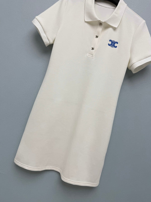 CL 26 Polo Dress White in Cotton 386640