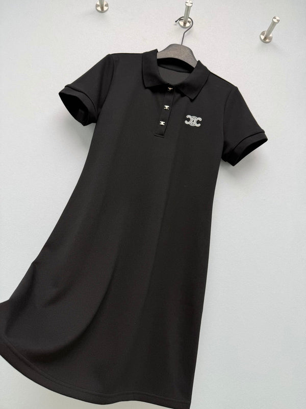 CL 26 Polo Dress Black in Cotton 386639