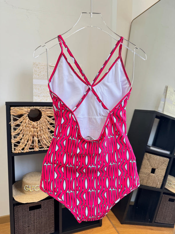CD One-Piece Bikini White Pink in Polyamide 261389