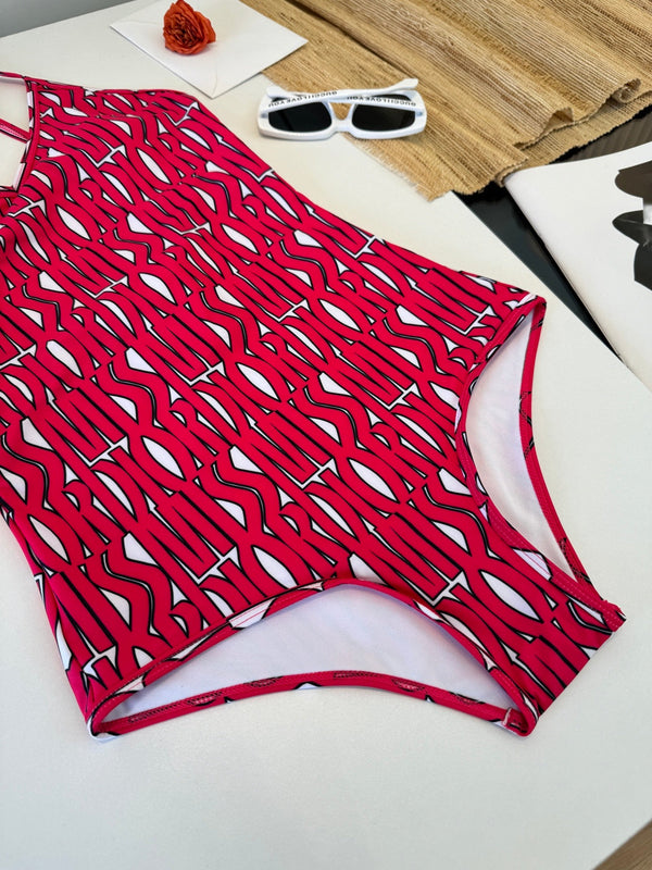 CD One-Piece Bikini White Pink in Polyamide 261389